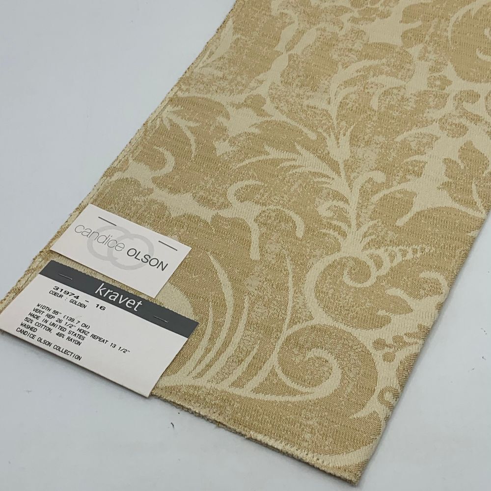 Kravet Candice Olson Golden Beige Floral‎ Cotton Blend Fabric Sample/Remnant